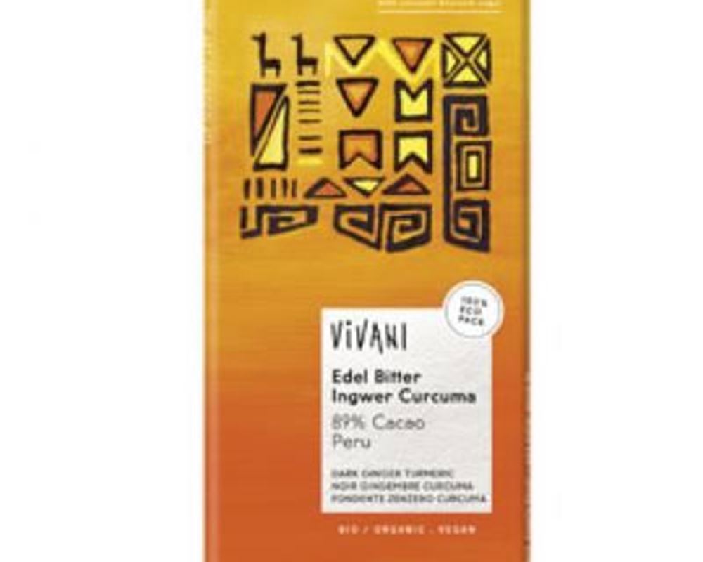 Chocolate - VIVANI Dark Ginger & Turmeric Chocolate 89% Cocoa Peru Organic
