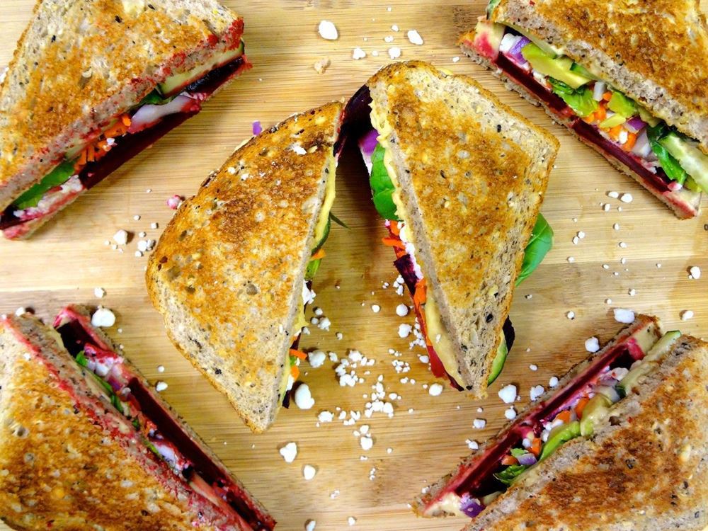 Warmed Beet & Goat Cheese Sandwiches