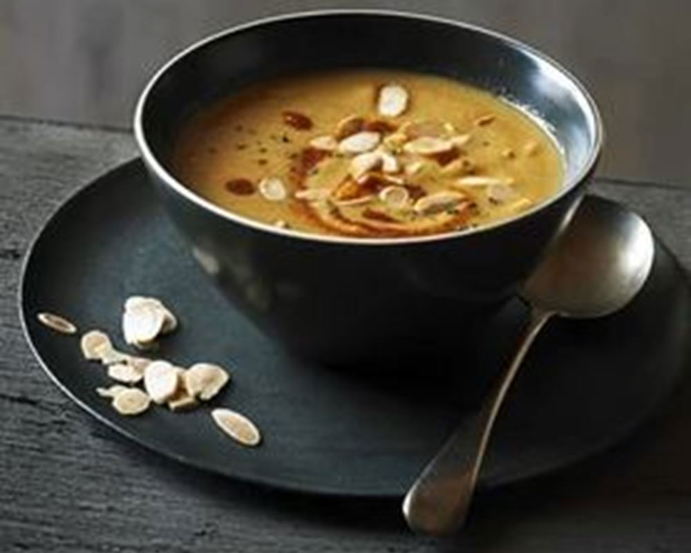 Moroccan spiced cauliflower and almond soup 