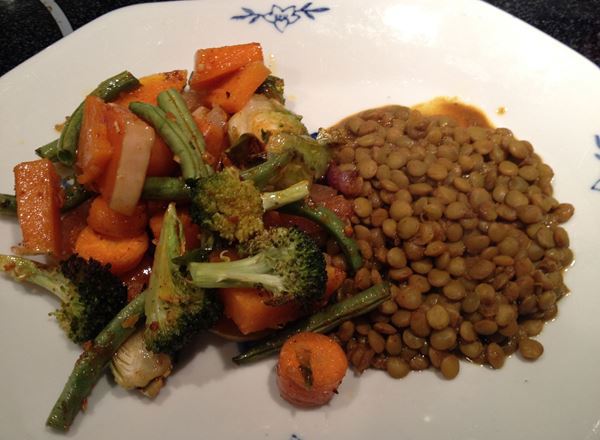 Curried Lentils with Roasted Veggies