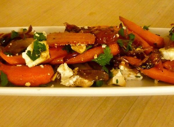 Roasted Baby Carrot, Olive and Feta Salad